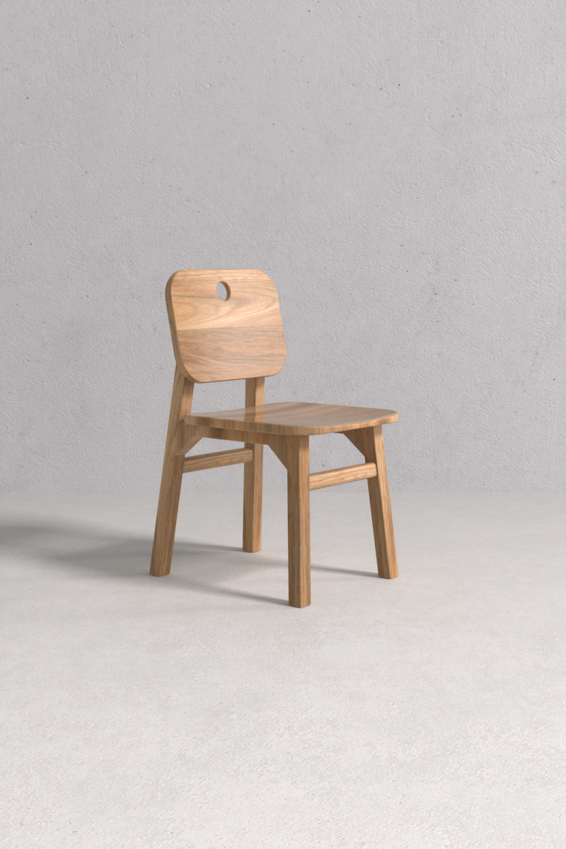 Hadrian Chair in solid Colombian oak, handcrafted by Monarca — minimalist, timeless dining or workspace chair.