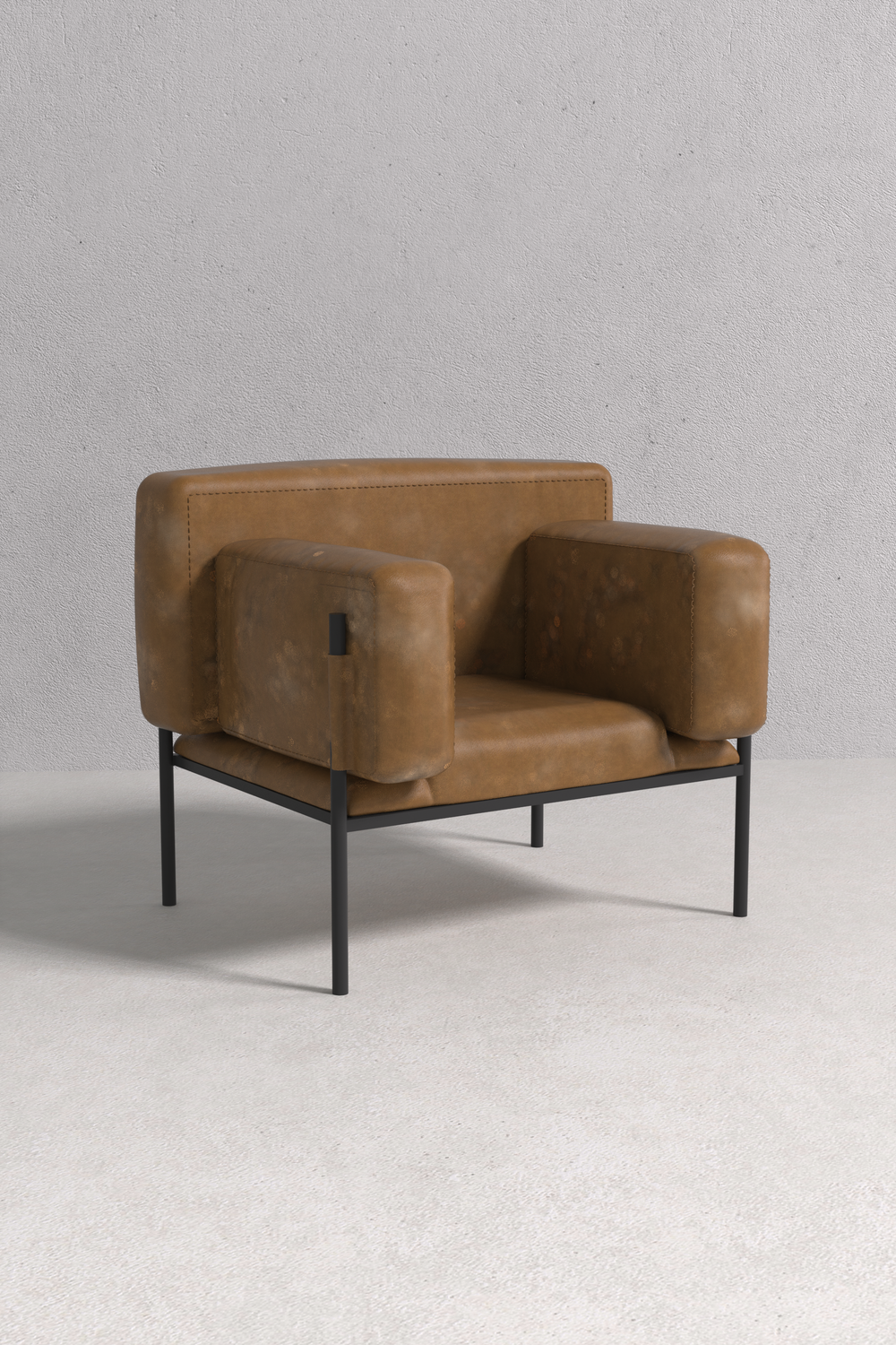 Eleanor Armchair with sleek metal frame and premium leather upholstery, handcrafted by Monarca in Colombia — statement modern armchair.