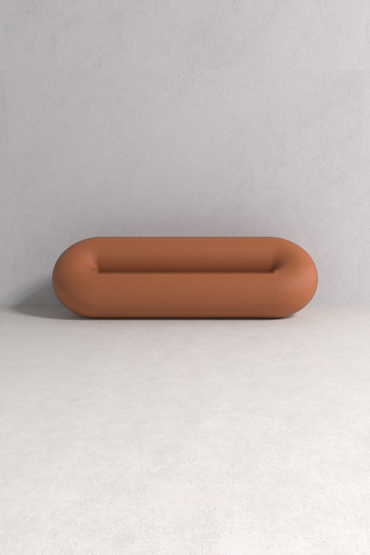 Isabella Sofa with solid oak wood frame and premium fabric upholstery, handcrafted by Monarca in Colombia.