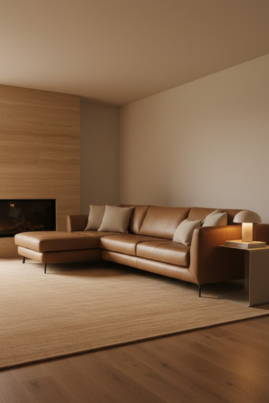 Jansen L leather sofa