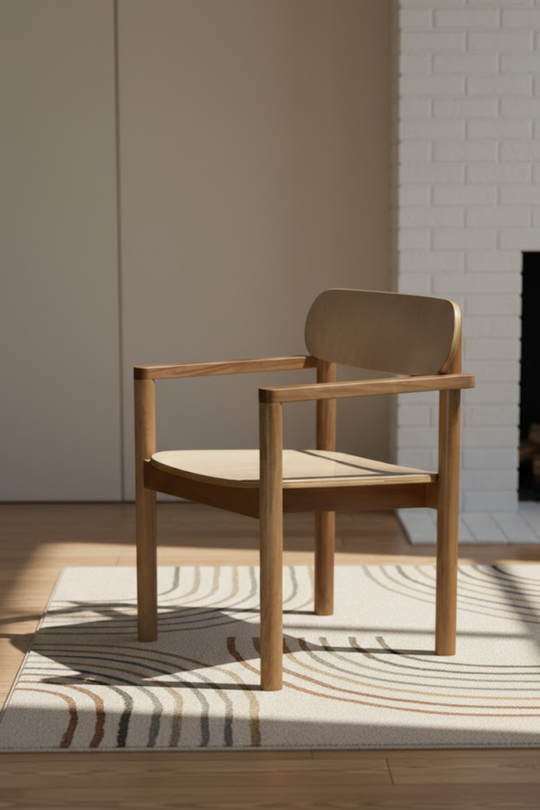 KAI natural dining chair with armrests