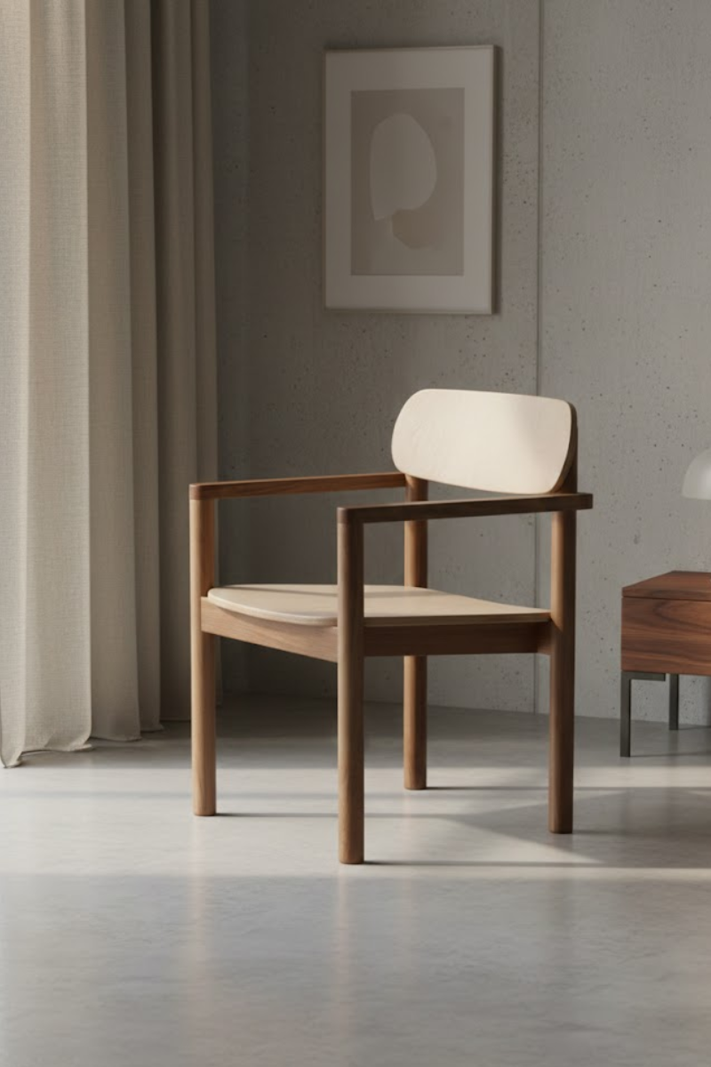KAI natural dining chair with armrests