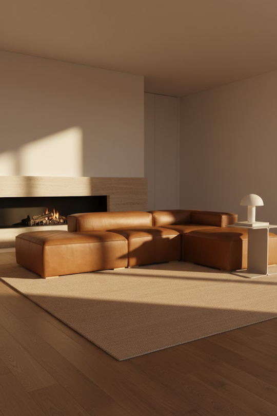 Mesut L leather sofa