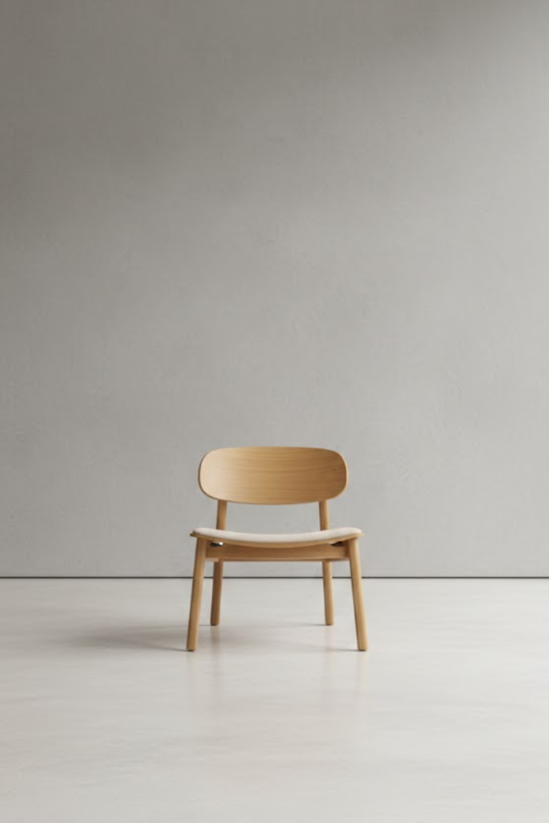 Finn armchair upholstered in fabric