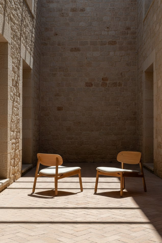 Finn armchair upholstered in fabric