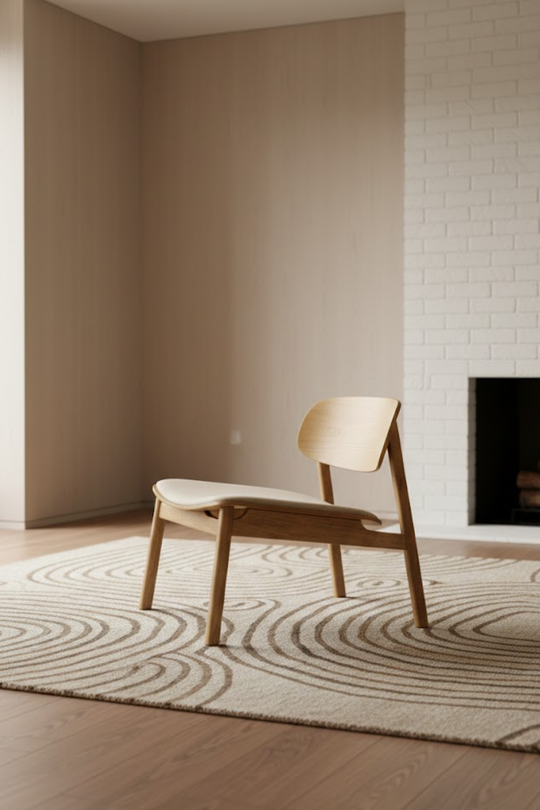 Finn armchair upholstered in fabric