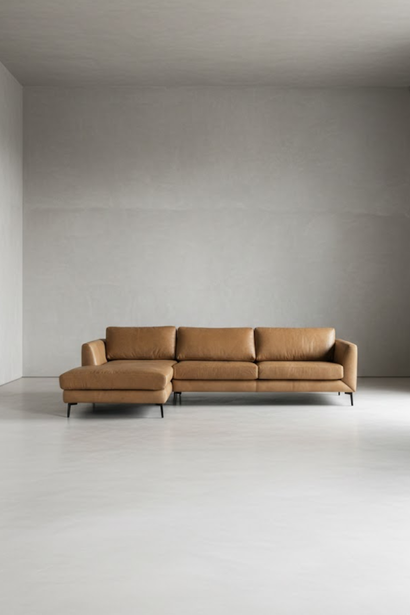 Jansen L leather sofa