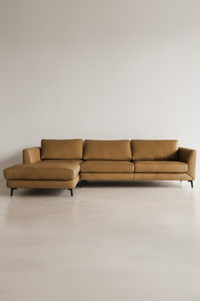 Jansen L leather sofa