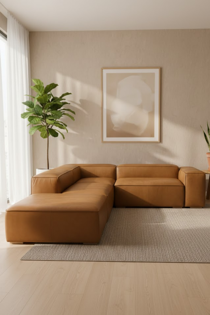 Mesut L leather sofa