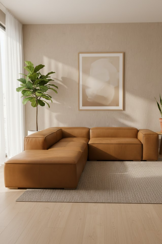 Mesut L leather sofa