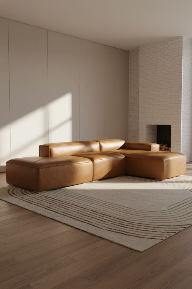 Mesut L leather sofa