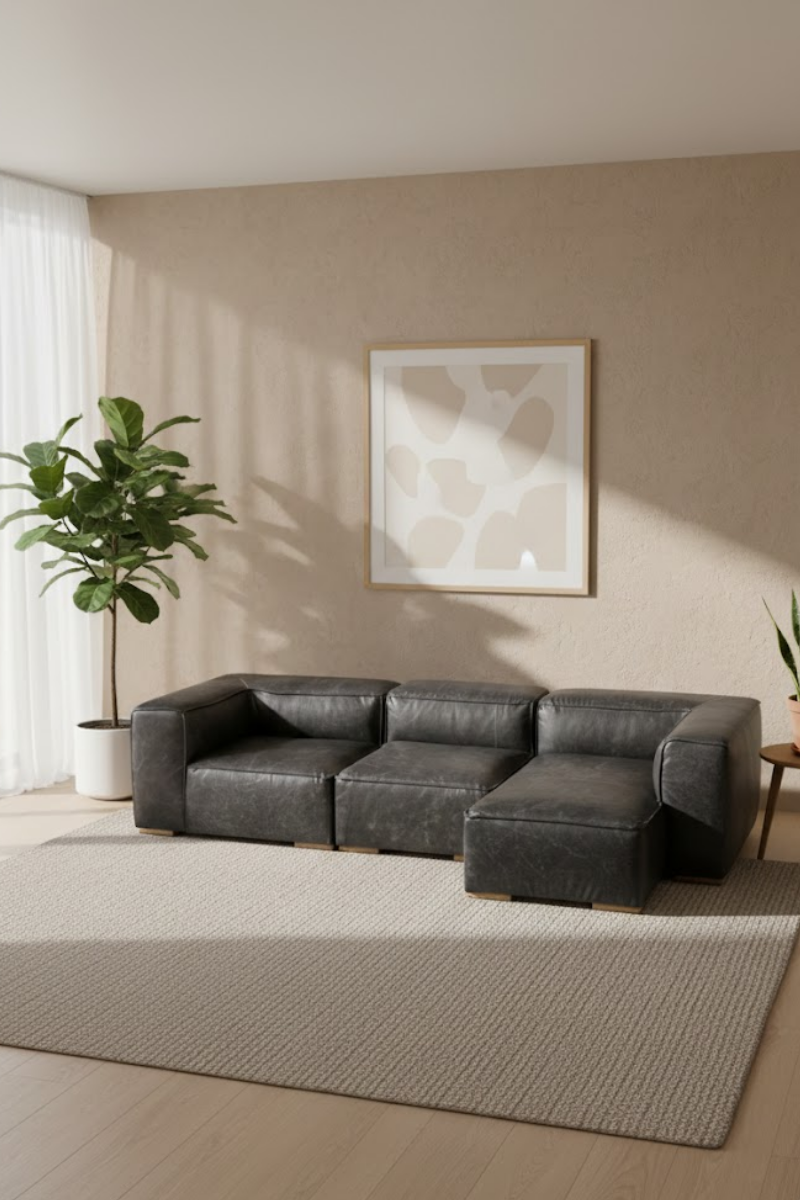 Safi L leather sofa